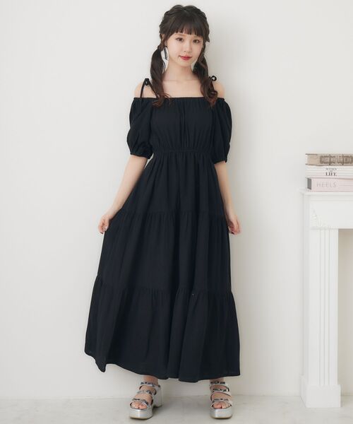 ems excite（エムズエキサイト）の「オフショルティアードOP（ワンピース・レディース・ホワイト/ピンク/ブラック・FREE）」の7枚目の写真