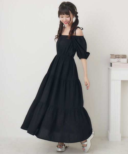 ems excite（エムズエキサイト）の「オフショルティアードOP（ワンピース・レディース・ホワイト/ピンク/ブラック・FREE）」の9枚目の写真