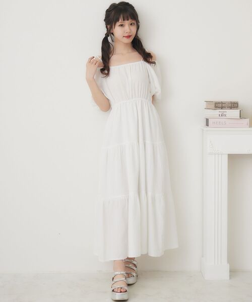 ems excite（エムズエキサイト）の「オフショルティアードOP（ワンピース・レディース・ホワイト/ピンク/ブラック・FREE）」の21枚目の写真