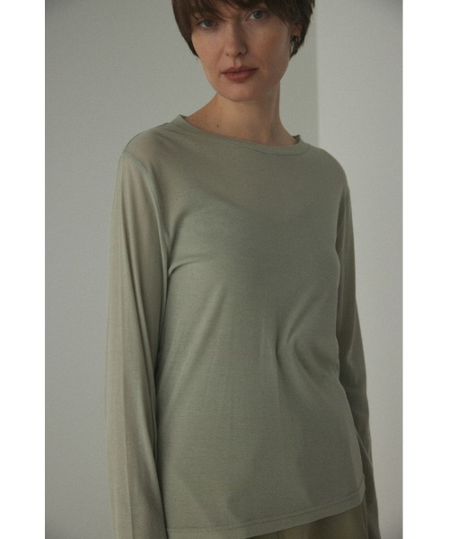 BLACK BY MOUSSY（ブラックバイマウジー）の「sheer long tops(シアーロングトップス)（Tシャツ/カットソー・レディース・ライトブラック/ライトグレー/ブラウン/オフホワイト・FREE）」の4枚目の写真