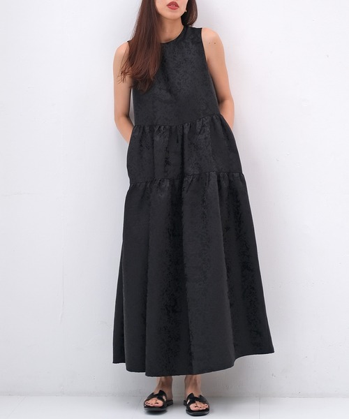 【新品タグ付き】Arobe アローブ ノースリーブ ワンピース ティアード 黒 2_000000025852.jpg?1724318835