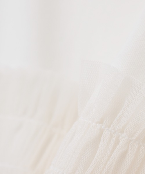 Honeys(ハニーズ)の「ビスチェ風チュールシアートップス(Tシャツ/カットソー・レディース・グレイッシュブルー/ホワイト×グレー/スミクロ/ホワイト・S/M/L)」の16枚目の写真