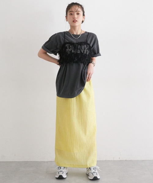 RAGEBLUE（レイジブルー）の「シャーリングIラインスカート（スカート・レディース・ブラック系その他/イエロー/ブラック・FREE）」の14枚目の写真