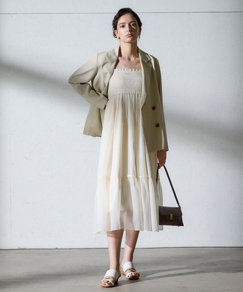 Andemiu（アンデミュウ）の「2WAYシアーティアードスカート134943（スカート・レディース・グリーン/アイボリー/ブラック・FREE）」の4枚目の写真