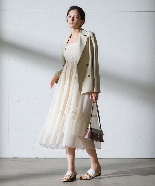 Andemiu（アンデミュウ）の「2WAYシアーティアードスカート134943（スカート・レディース・グリーン/アイボリー/ブラック・FREE）」の5枚目の写真