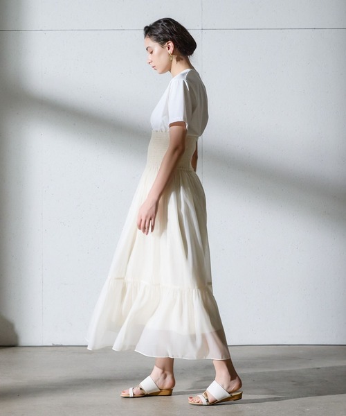 Andemiu（アンデミュウ）の「2WAYシアーティアードスカート134943（スカート・レディース・グリーン/アイボリー/ブラック・FREE）」の7枚目の写真