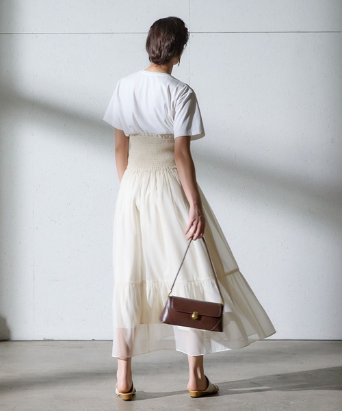 Andemiu（アンデミュウ）の「2WAYシアーティアードスカート134943（スカート・レディース・グリーン/アイボリー/ブラック・FREE）」の8枚目の写真