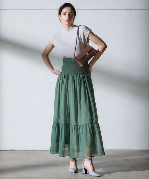 Andemiu（アンデミュウ）の「2WAYシアーティアードスカート134943（スカート・レディース・グリーン/アイボリー/ブラック・FREE）」の11枚目の写真