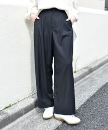 サイドベルトタックワイドパンツ