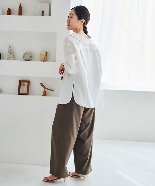 Leilian ホワイトレーベル ブラウンパンツ 13号 センタープレスパンツ【THE NEW】【Leilian