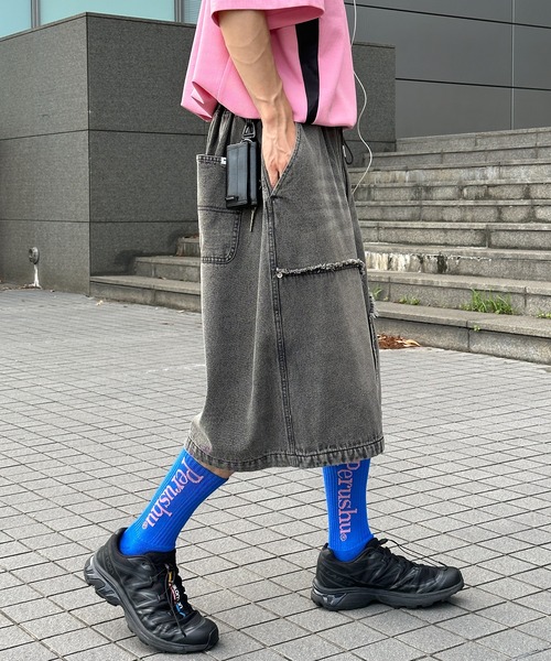 Perushu(ペルーシュ)の「ダブルニーワイドハーフパンツ(その他パンツ・メンズ・インディゴブルー/ブラウン/杢グレー/ブラック・MEDIUM/SMALL/LARGE)」の22枚目の写真