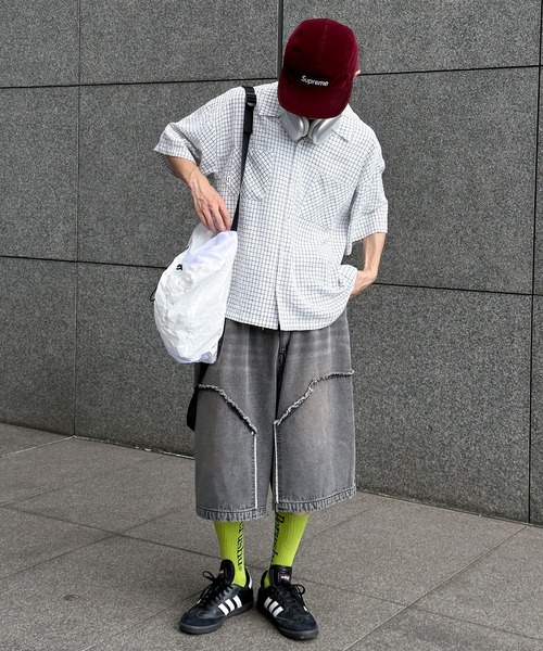 Perushu(ペルーシュ)の「ダブルニーワイドハーフパンツ(その他パンツ・メンズ・インディゴブルー/ブラウン/杢グレー/ブラック・MEDIUM/SMALL/LARGE)」の10枚目の写真