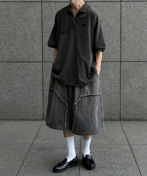 Perushu(ペルーシュ)の「ダブルニーワイドハーフパンツ(その他パンツ・メンズ・インディゴブルー/ブラウン/杢グレー/ブラック・MEDIUM/SMALL/LARGE)」の15枚目の写真