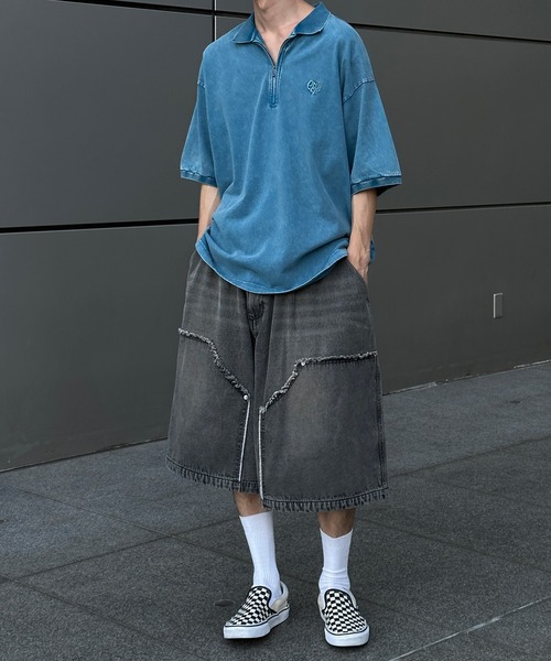 Perushu(ペルーシュ)の「ダブルニーワイドハーフパンツ(その他パンツ・メンズ・インディゴブルー/ブラウン/杢グレー/ブラック・MEDIUM/SMALL/LARGE)」の17枚目の写真