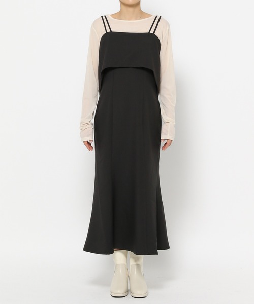 mysty woman（ミスティウーマン）の「オケージョンバックリボンキャミワンピース 140877（ドレス・レディース・ブラック/ホワイト系その他・FREE）」の5枚目の写真