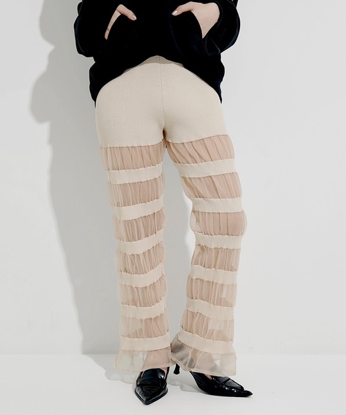 SORIN(ソリン )の「Sheer Rib Pants(その他パンツ・レディース・ベージュ/ダークブラウン/ブラック・38)」の1枚目の写真