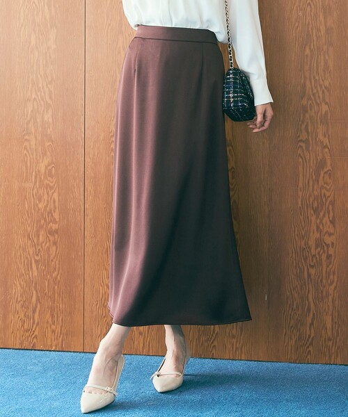【洗える】ダルサテンナロー スカート
