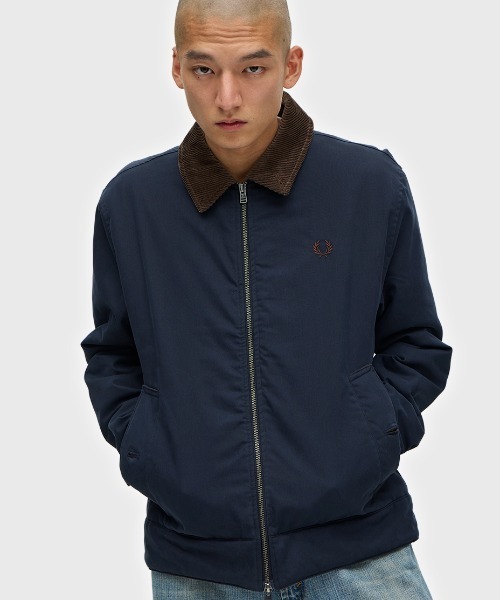 極美品☆フレッドペリー ボンバーコート ネイビー　ロングジャケット　ブルゾン FRED PERRY（フレッドペリー） ハリントン コート F6358 レディース