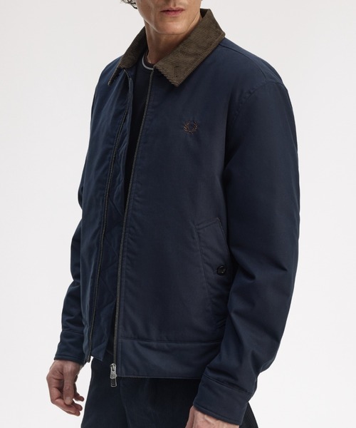 極美品☆フレッドペリー ボンバーコート ネイビー　ロングジャケット　ブルゾン FRED PERRY（フレッドペリー） ハリントン コート F6358 レディース