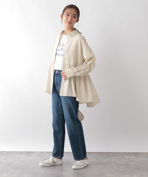 GLOBAL WORK(グローバルワーク)の「365日マイスタイルペプラムシャツ/115544(シャツ/ブラウス・レディース・サックスブルー/ベージュ/オフホワイト/パープル系2・FREE)」の18枚目の写真