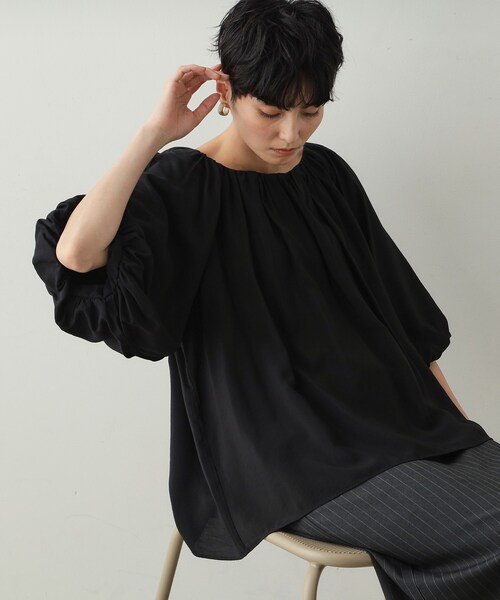 ESMOK バルーントップス ブラック フリーサイズ ペプラムバルーンベアトップス | c h é m e