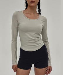 [B-BASIC] ベーシックコットンモダールUネック長袖Tシャツ (2SIZE)
