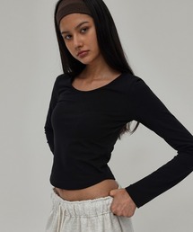 [B-BASIC] ベーシックコットンモダールUネック長袖Tシャツ (2SIZE)