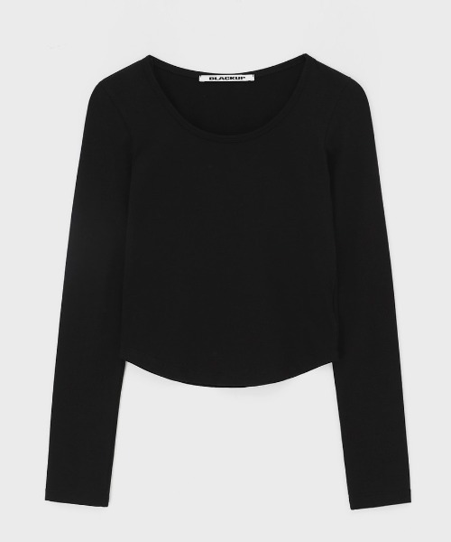 BLACKUP（ブラックアップ）の「[B-BASIC] ベーシックコットンモダールUネック長袖Tシャツ (2SIZE)（Tシャツ/カットソー・レディース・アイボリー/ブラック/グレイッシュベージュ・SMALL/MEDIUM）」の5枚目の写真