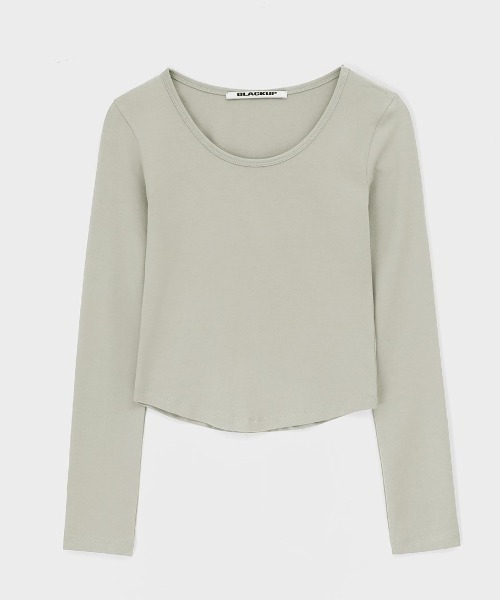 BLACKUP（ブラックアップ）の「[B-BASIC] ベーシックコットンモダールUネック長袖Tシャツ (2SIZE)（Tシャツ/カットソー・レディース・アイボリー/ブラック/グレイッシュベージュ・SMALL/MEDIUM）」の6枚目の写真