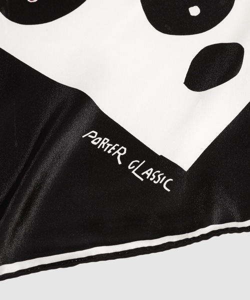 【美品】  PORTER CLASSIC / ポータークラシック | お針子マフィア 総柄 シルク スカーフ | ブラック 美品】 PORTER CLASSIC / ポータークラシック | お針子マフィア 総柄