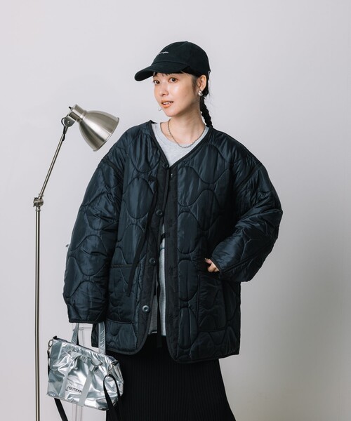 FREAK'S STORE（フリークスストア）の「サイドリボン キルトミリタリーコート/キルトライナーコート/ライナージャケット（その他アウター・レディース・オフホワイト/ブラック/オリーブ/ピンク・ﾌﾘ-）」の15枚目の写真