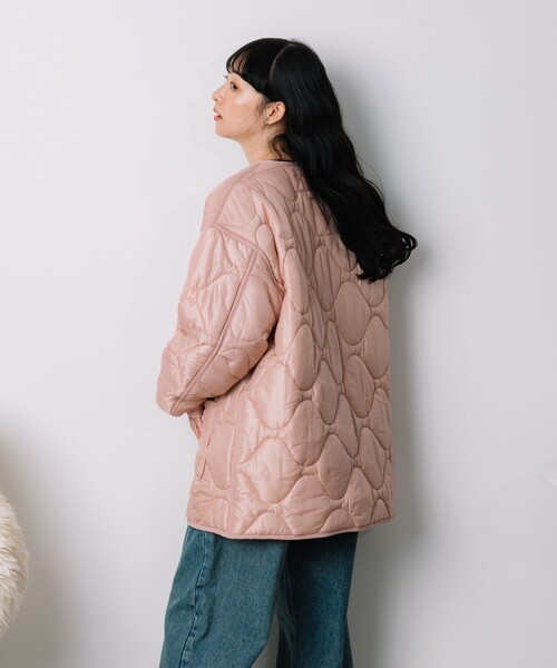 FREAK'S STORE（フリークスストア）の「サイドリボン キルトミリタリーコート/キルトライナーコート/ライナージャケット（その他アウター・レディース・オフホワイト/ブラック/オリーブ/ピンク・ﾌﾘ-）」の19枚目の写真