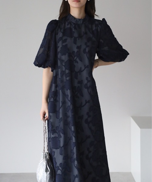 PREFERIR(プレフェリール)の「結婚式 オケージョン 細見え Aラインロングドレス|ボリューム袖 体型カバー (S,M,L,XL)(ドレス・レディース・ネイビー/ブラック/グリーン/ピンク・SMALL/MEDIUM/LARGE/X-LARGE)」の20枚目の写真