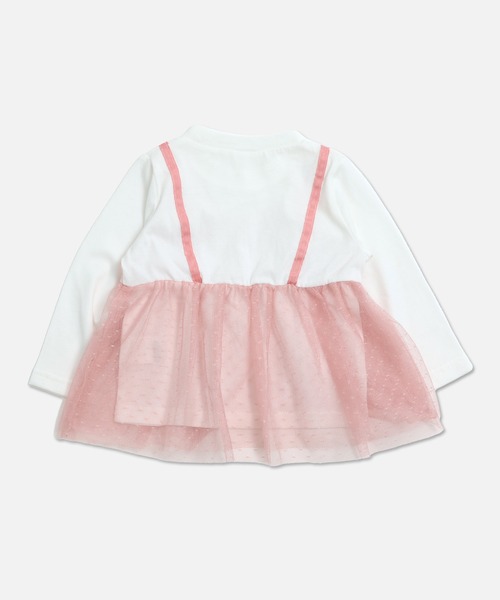 chil2（チルツー）の「ドットチュールビスチェ レイヤード風長袖Tシャツ（Tシャツ/カットソー・キッズ・サックスブルー/ブラック/ホワイト/ピンク・90cm/100cm/110cm/120cm/130cm/140cm/150cm）」の10枚目の写真