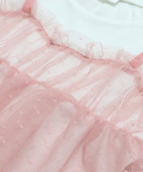 chil2（チルツー）の「ドットチュールビスチェ レイヤード風長袖Tシャツ（Tシャツ/カットソー・キッズ・サックスブルー/ブラック/ホワイト/ピンク・90cm/100cm/110cm/120cm/130cm/140cm/150cm）」の12枚目の写真