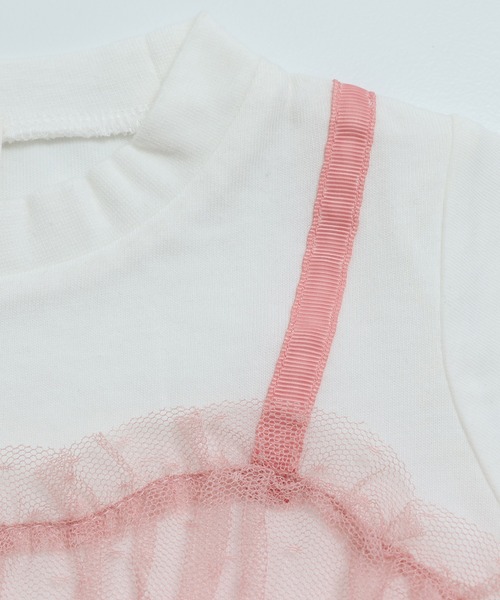 chil2（チルツー）の「ドットチュールビスチェ レイヤード風長袖Tシャツ（Tシャツ/カットソー・キッズ・サックスブルー/ブラック/ホワイト/ピンク・90cm/100cm/110cm/120cm/130cm/140cm/150cm）」の13枚目の写真