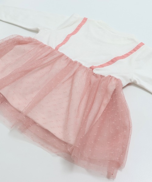 chil2（チルツー）の「ドットチュールビスチェ レイヤード風長袖Tシャツ（Tシャツ/カットソー・キッズ・サックスブルー/ブラック/ホワイト/ピンク・90cm/100cm/110cm/120cm/130cm/140cm/150cm）」の18枚目の写真