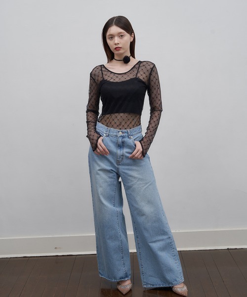 Luan（ルアン）の「【Luan】レースチェックボディスーツ（Tシャツ/カットソー・レディース・ブラック/ホワイト/ブラウン・FREE）」の20枚目の写真