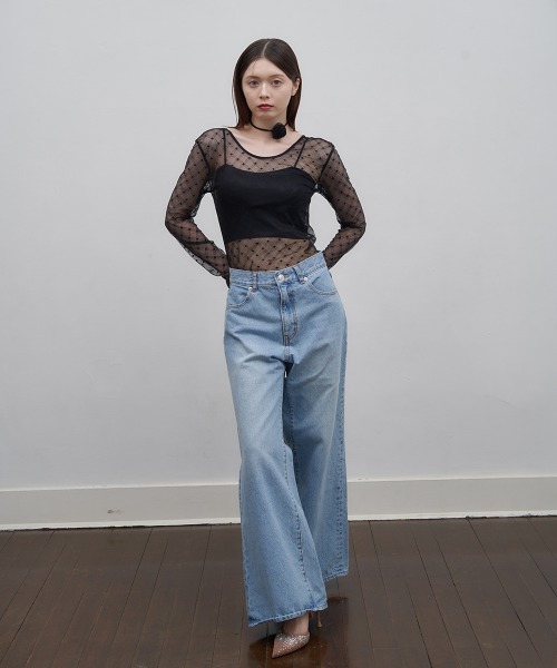 Luan（ルアン）の「【Luan】レースチェックボディスーツ（Tシャツ/カットソー・レディース・ブラック/ホワイト/ブラウン・FREE）」の22枚目の写真