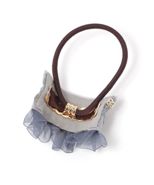 studio CLIP（スタディオクリップ）の「刺繍フリルポニー（ヘアゴム・レディース・アイボリー/グレー/ブラウン・FREE）」の4枚目の写真