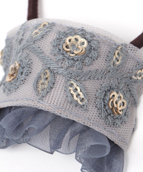 studio CLIP（スタディオクリップ）の「刺繍フリルポニー（ヘアゴム・レディース・アイボリー/グレー/ブラウン・FREE）」の5枚目の写真