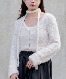 【チョーカー付き】シャギーニットSETカーディガン