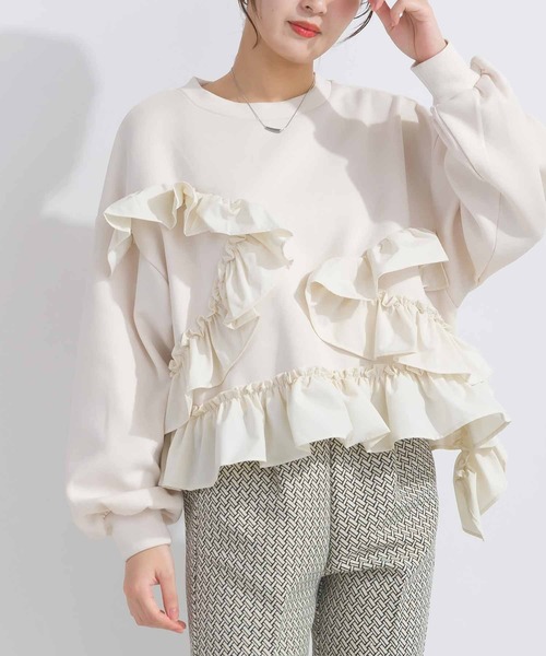 PICCIN（ピッチン）の「【WEB限定】ランダムフリルプルオーバー（スウェット・レディース・ライトグレー/ブラック/オフホワイト・M/L）」の17枚目の写真