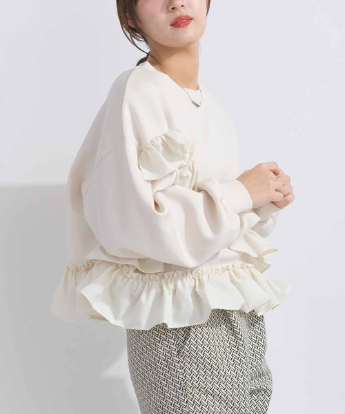 PICCIN（ピッチン）の「【WEB限定】ランダムフリルプルオーバー（スウェット・レディース・ライトグレー/ブラック/オフホワイト・M/L）」の18枚目の写真