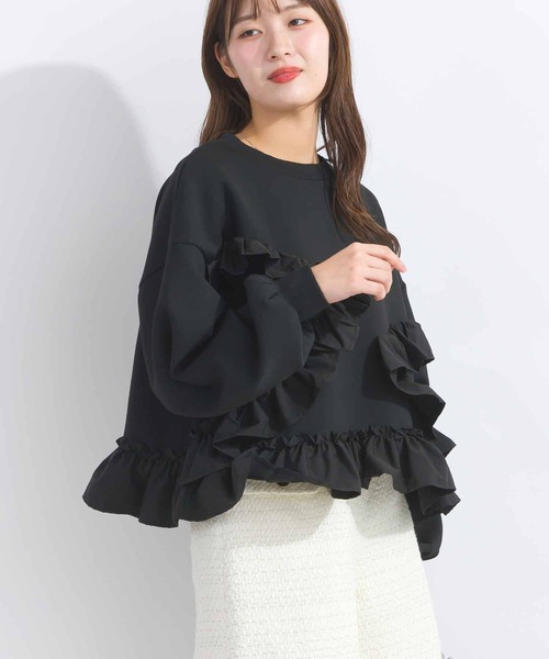 PICCIN（ピッチン）の「【WEB限定】ランダムフリルプルオーバー（スウェット・レディース・ライトグレー/ブラック/オフホワイト・M/L）」の4枚目の写真