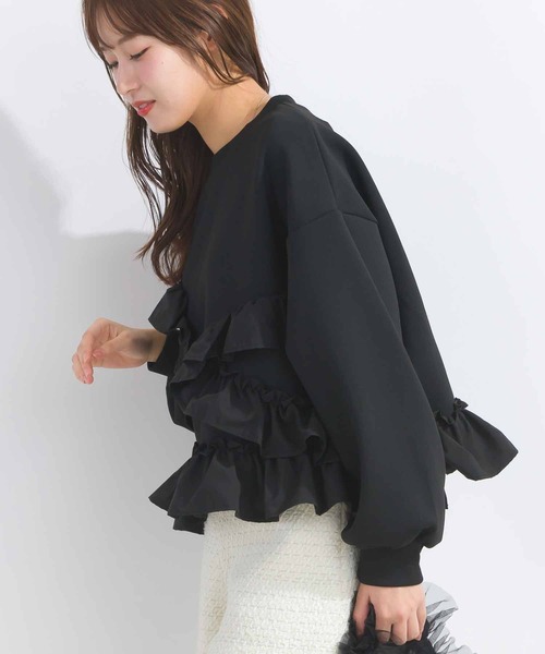 PICCIN（ピッチン）の「【WEB限定】ランダムフリルプルオーバー（スウェット・レディース・ライトグレー/ブラック/オフホワイト・M/L）」の6枚目の写真