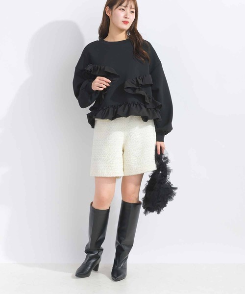 PICCIN（ピッチン）の「【WEB限定】ランダムフリルプルオーバー（スウェット・レディース・ライトグレー/ブラック/オフホワイト・M/L）」の7枚目の写真