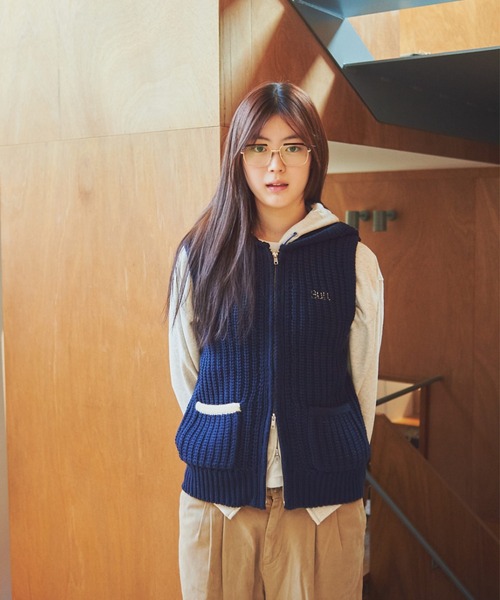 【セール】かたっぽのニットフーディーベスト（ニット/セーター）｜common gull products.（コモンガルプロダクツ）