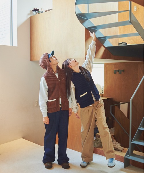 common gull products.（コモンガルプロダクツ）の「かたっぽのニットフーディーベスト（ニット/セーター・レディース・ブラウン/ネイビー・MEDIUM/LARGE）」の5枚目の写真