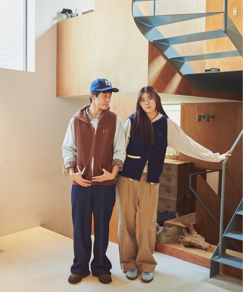 common gull products.（コモンガルプロダクツ）の「かたっぽのニットフーディーベスト（ニット/セーター・レディース・ブラウン/ネイビー・MEDIUM/LARGE）」の6枚目の写真